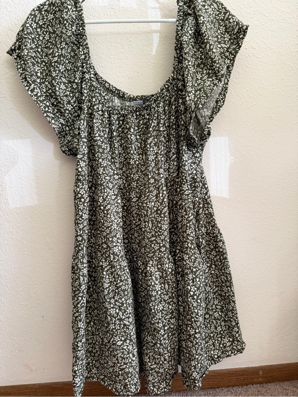 Old Navy Olive & White Floral Mini Dress